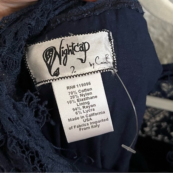 NWOT Nightcap Florence Navy Blue Sheer Lace V-Back 3/4 Sleeve Mini Dress Size 2 - Picture 8 of 12